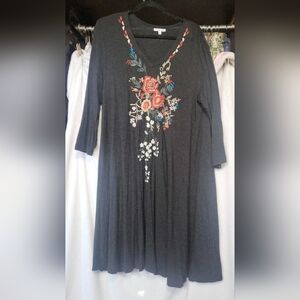 ANTHROPOLOGIE Caite Love Kyla Seo Embroidered Camille  Tee Dress Size Large